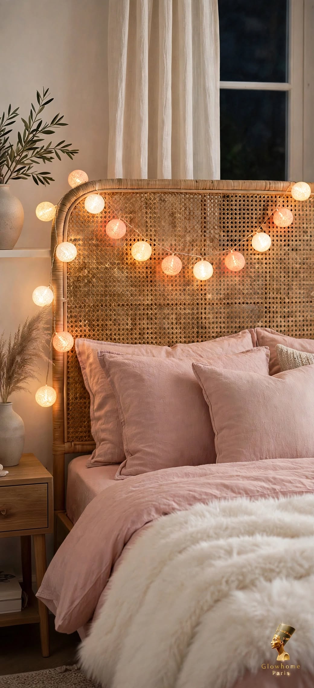 Guirlande Lumineuse Boules Coton - 20 LED - Ambiance Chambre Aesthetic